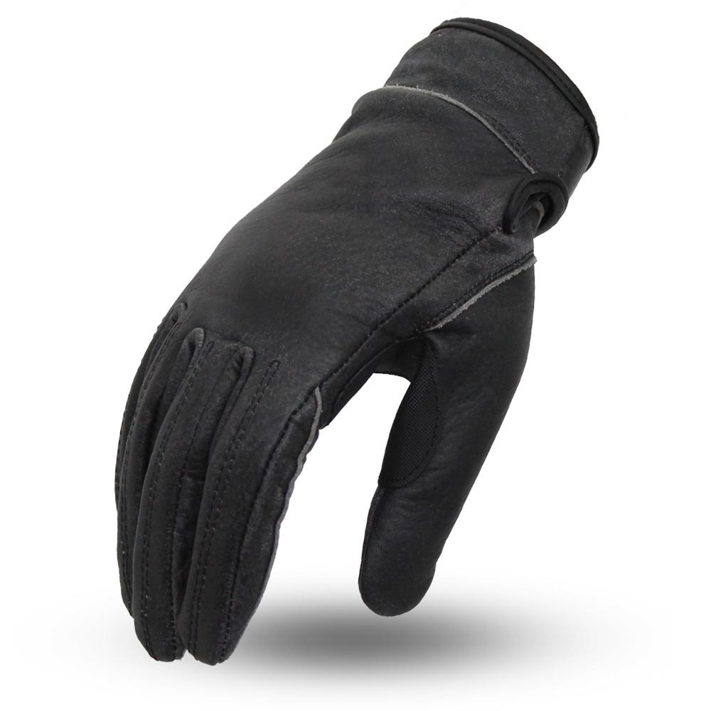 Marfa Men's Motorcycle Leather Gloves featuring padded palm and Velcro wrist closure, designed for comfort and protection.