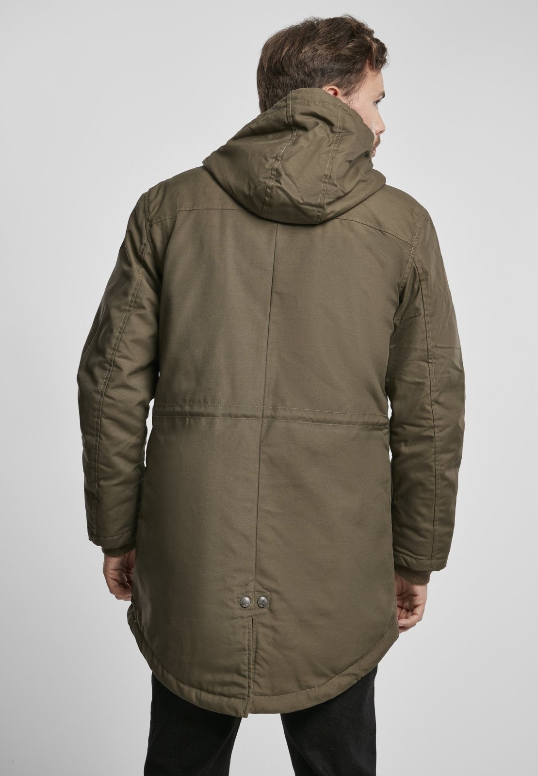 Marsh Lake Parka Jacket featuring a fishtail design, quilted lining, and leather applications, perfect for winter wear.