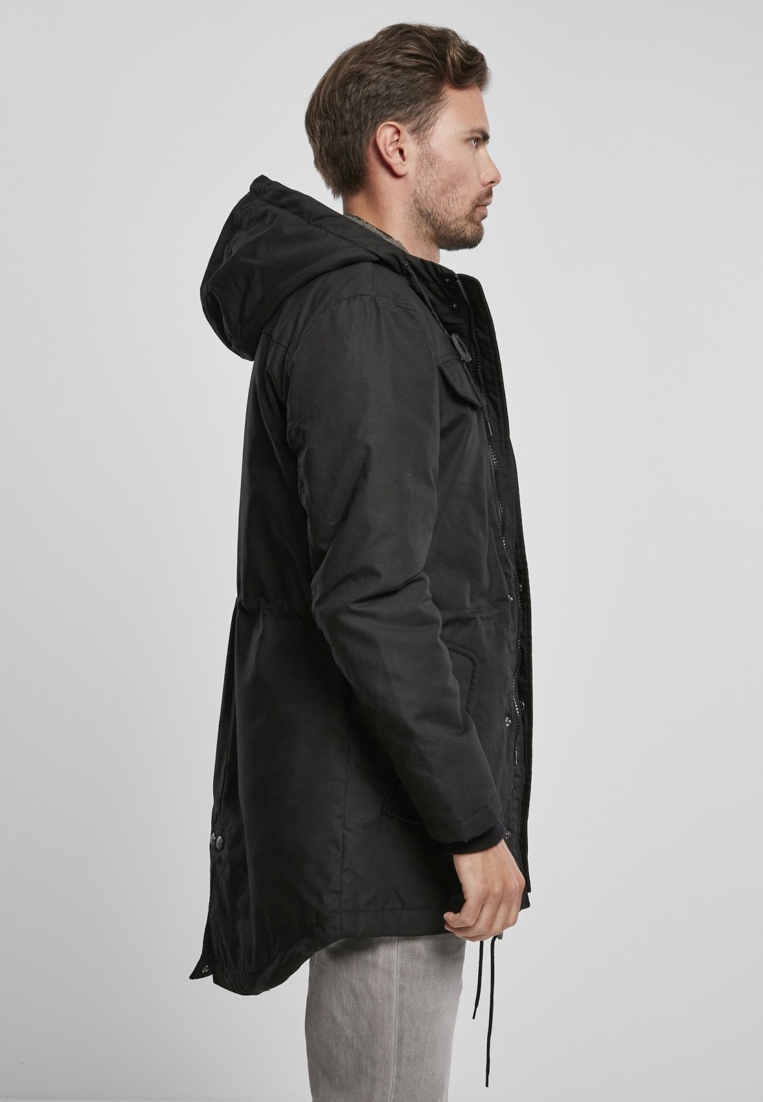 Marsh Lake Parka Jacket featuring a fishtail design, quilted lining, and leather applications, perfect for winter wear.