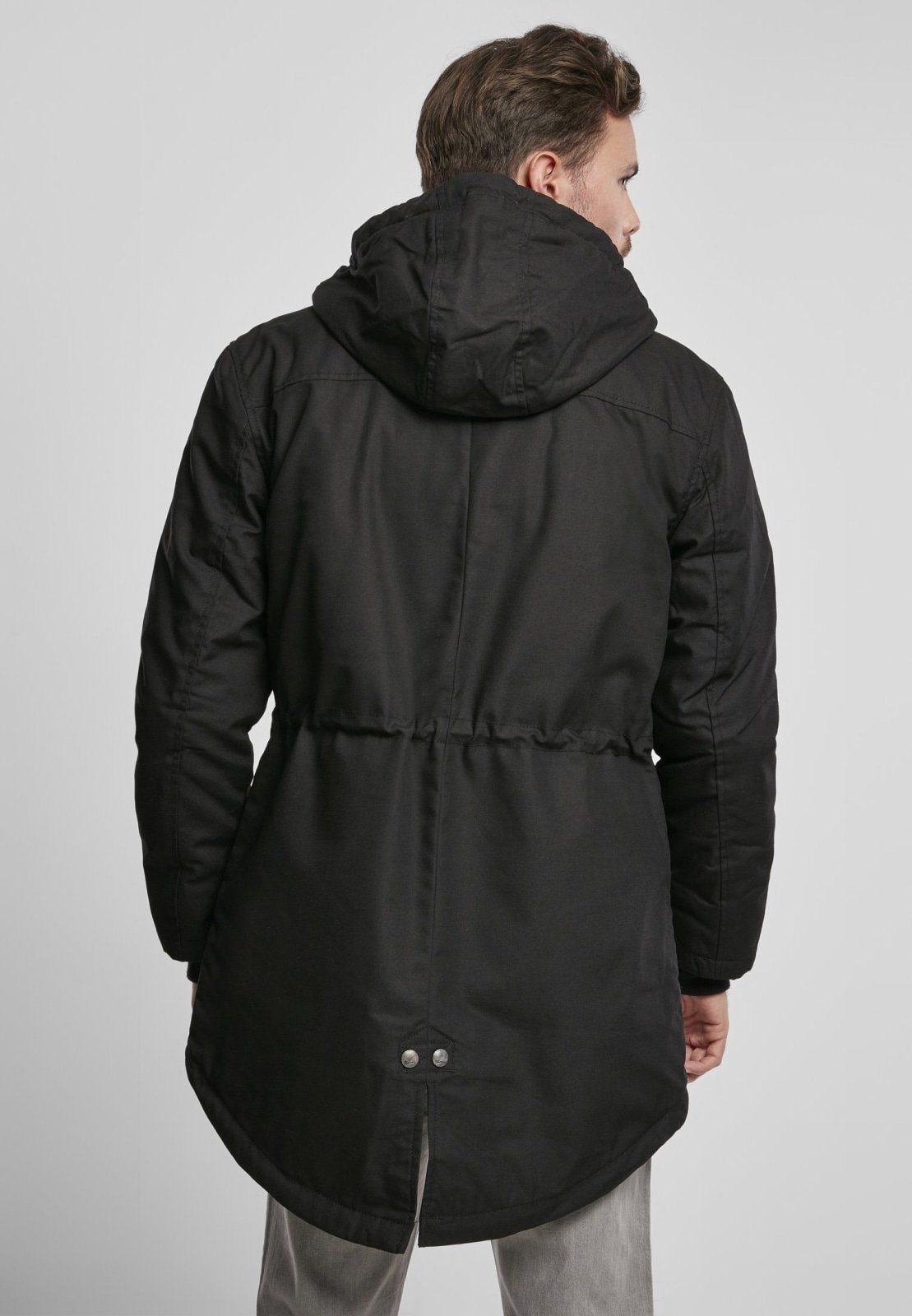 Marsh Lake Parka Jacket featuring a fishtail design, quilted lining, and leather applications, perfect for winter wear.