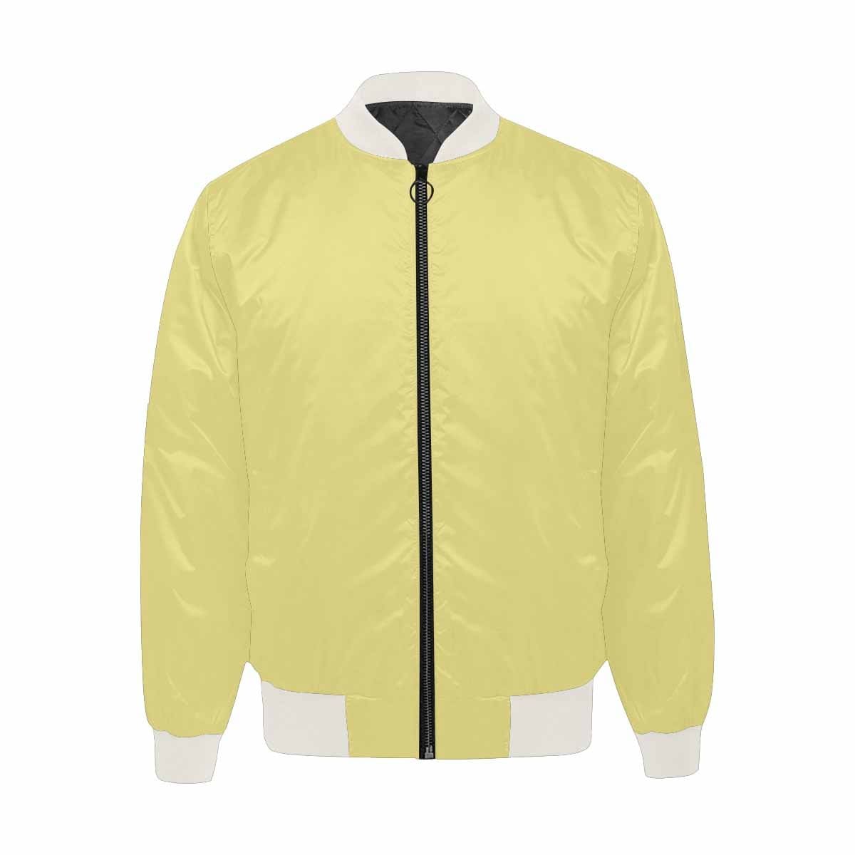 Men's Khaki Yellow Bomber Jacket with quilted lining and zipper closure, featuring stylish all-over print and pouch pockets.