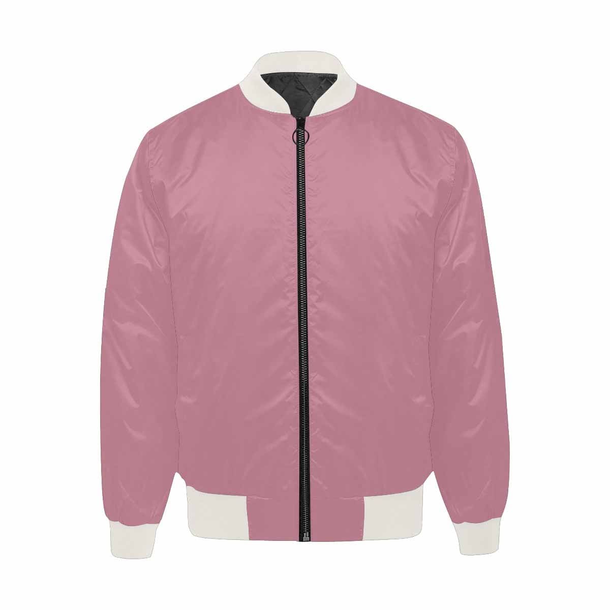 Mens Puce Red Bomber Jacket featuring quilted lining and personalized print design.