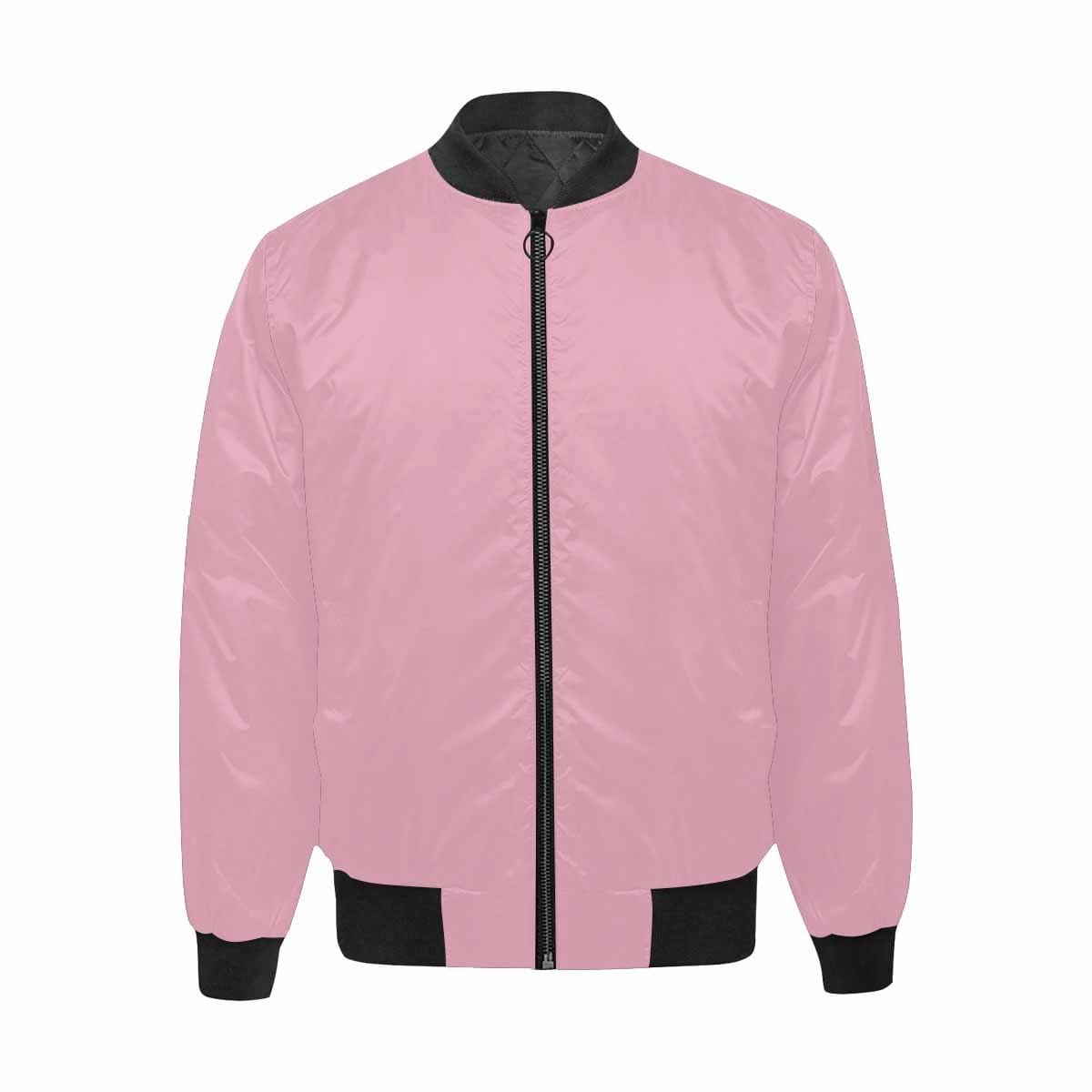 Mens Bomber Jacket in Rosewater Red and Black with quilted lining and zipper closure, featuring stylish all-over print design.