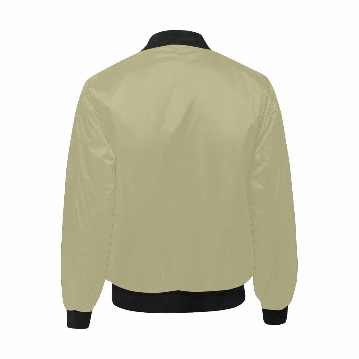 Men's sage green and black bomber jacket with quilted lining and zipper closure, featuring stylish all-over print and pouch pockets.