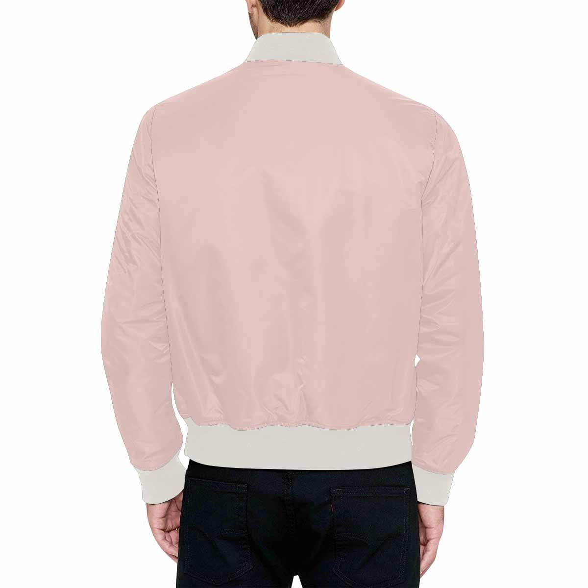 Men's Scallop Seashell Pink Bomber Jacket with quilted lining and zipper closure, featuring a unique seashell print.