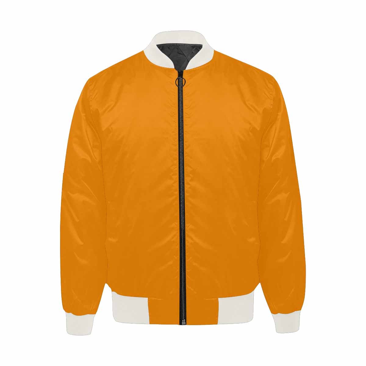 Men's Tangerine Orange Bomber Jacket with quilted lining and zipper closure, featuring stylish all-over print and pouch pockets.