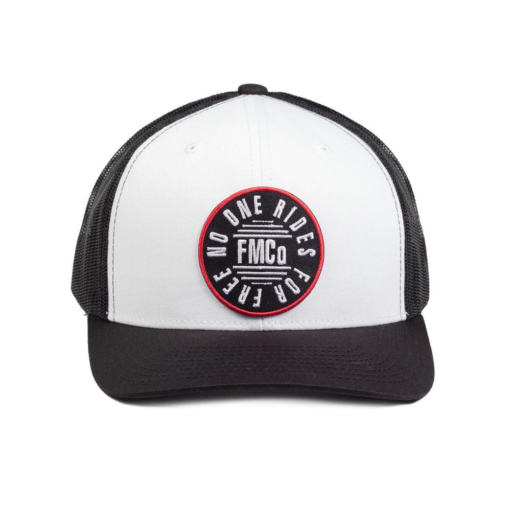 NORFF Two Tone Hat featuring a classic snapback design in white and black with a curved brim and a unique patch.