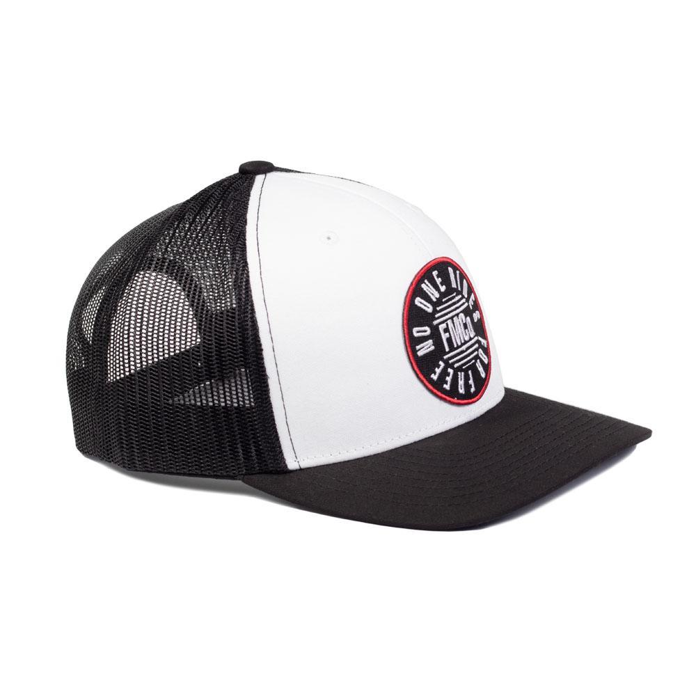 NORFF Two Tone Hat featuring a classic snapback design in white and black with a curved brim and a unique patch.