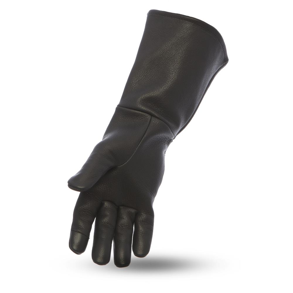 Phenom Men's Motorcycle Leather Gloves made from ultra-soft cowhide with a gauntlet design and touch tech fingers.