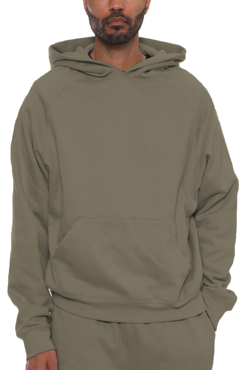 A cozy Pure Cotton Hoodie in a relaxed fit, showcasing its hood, standard pocket, and ribbed cuffs, made from 100% premium cotton.