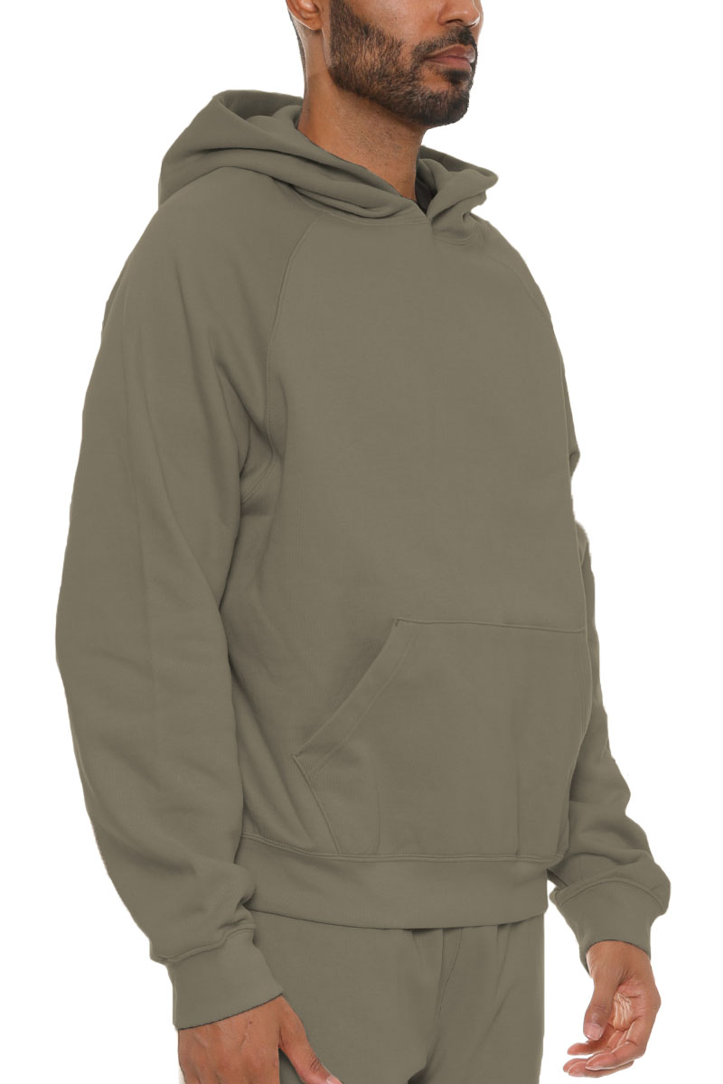 A cozy Pure Cotton Hoodie in a relaxed fit, showcasing its hood, standard pocket, and ribbed cuffs, made from 100% premium cotton.