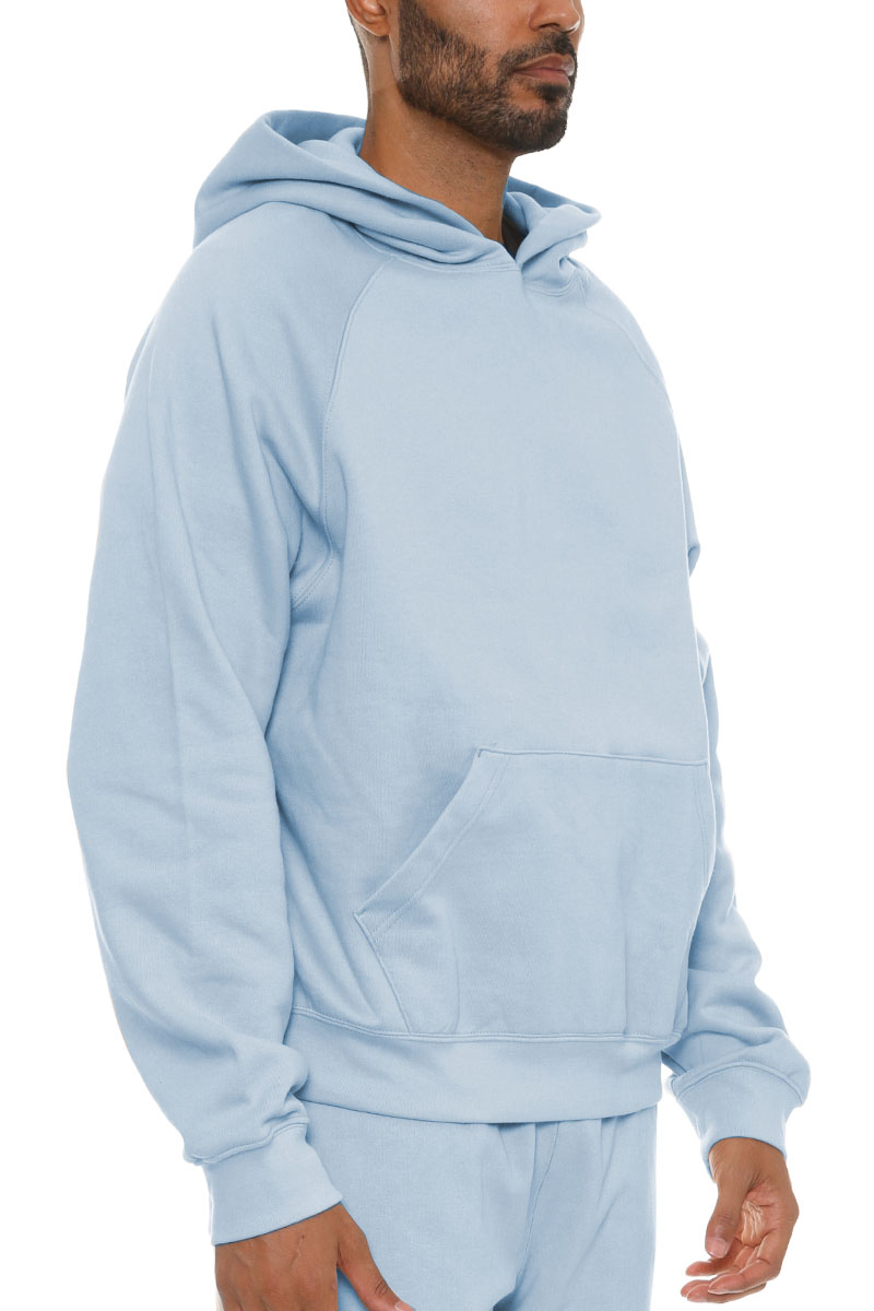 A cozy Pure Cotton Hoodie in a relaxed fit, showcasing its hood, standard pocket, and ribbed cuffs, made from 100% premium cotton.