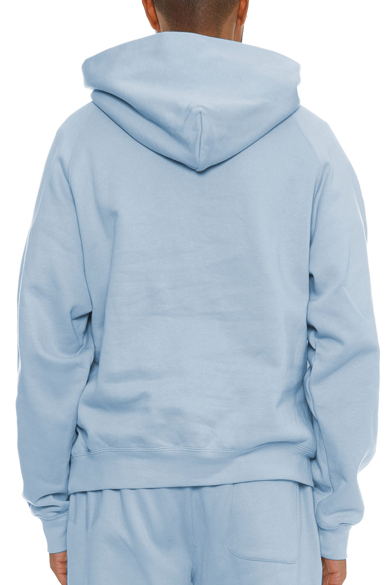 A cozy Pure Cotton Hoodie in a relaxed fit, showcasing its hood, standard pocket, and ribbed cuffs, made from 100% premium cotton.