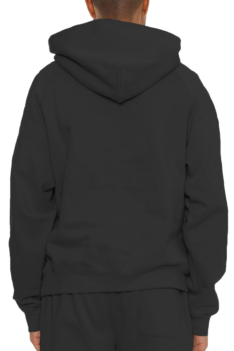 A cozy Pure Cotton Hoodie in a relaxed fit, showcasing its hood, standard pocket, and ribbed cuffs, perfect for casual wear.