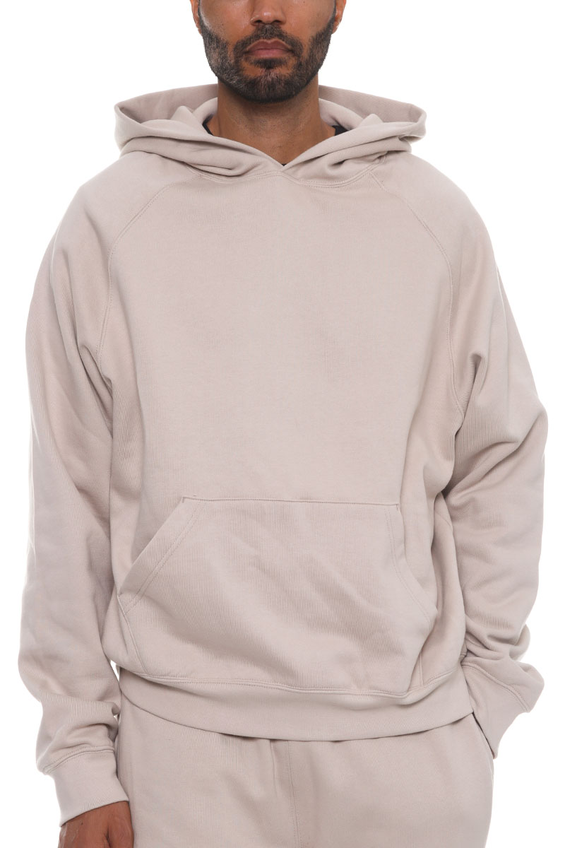 A cozy Pure Cotton Hoodie in a relaxed fit, showcasing its classic hood, standard pocket, and ribbed cuffs, made from 100% premium cotton.