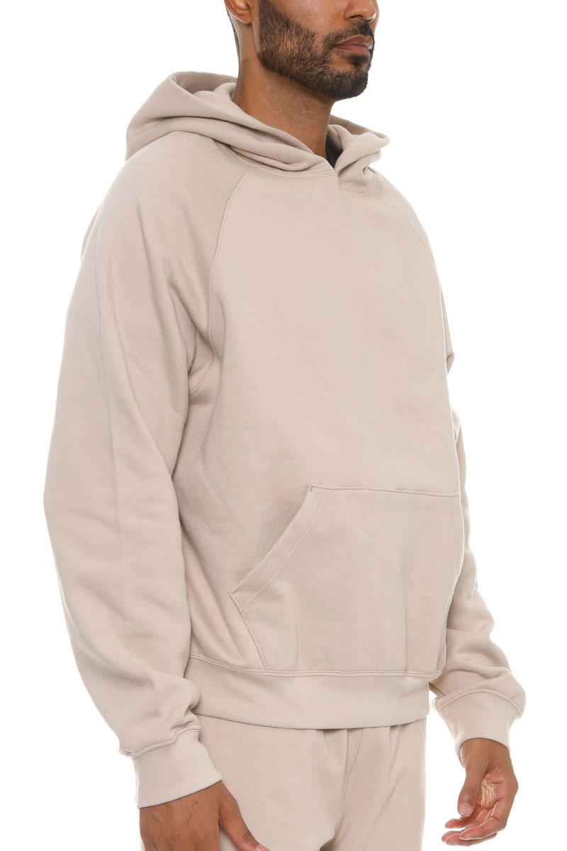 A cozy Pure Cotton Hoodie in a relaxed fit, showcasing its classic hood, standard pocket, and ribbed cuffs, made from 100% premium cotton.