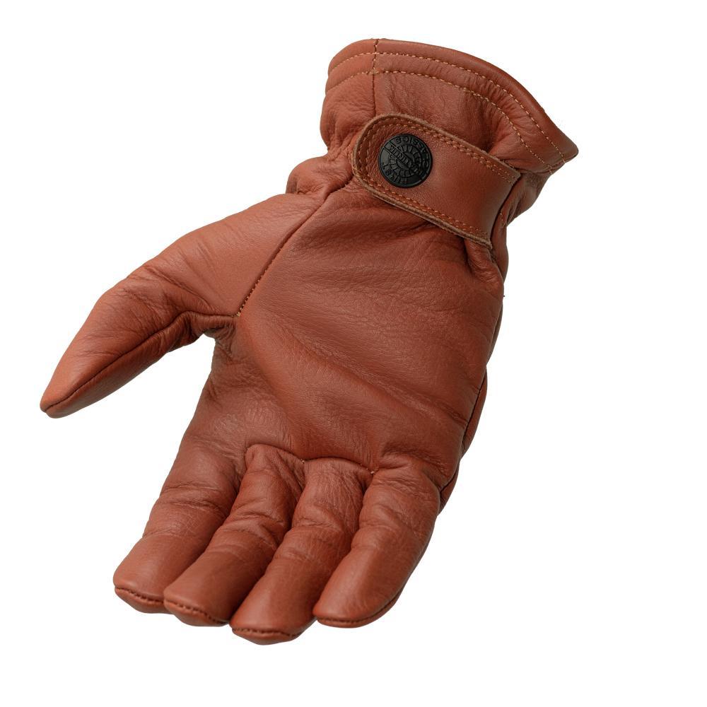 Pursuit Men's Motorcycle Gloves featuring DuPont™ Kevlar™ lined palm, made from deer touched cowhide leather with stylish branded snaps.