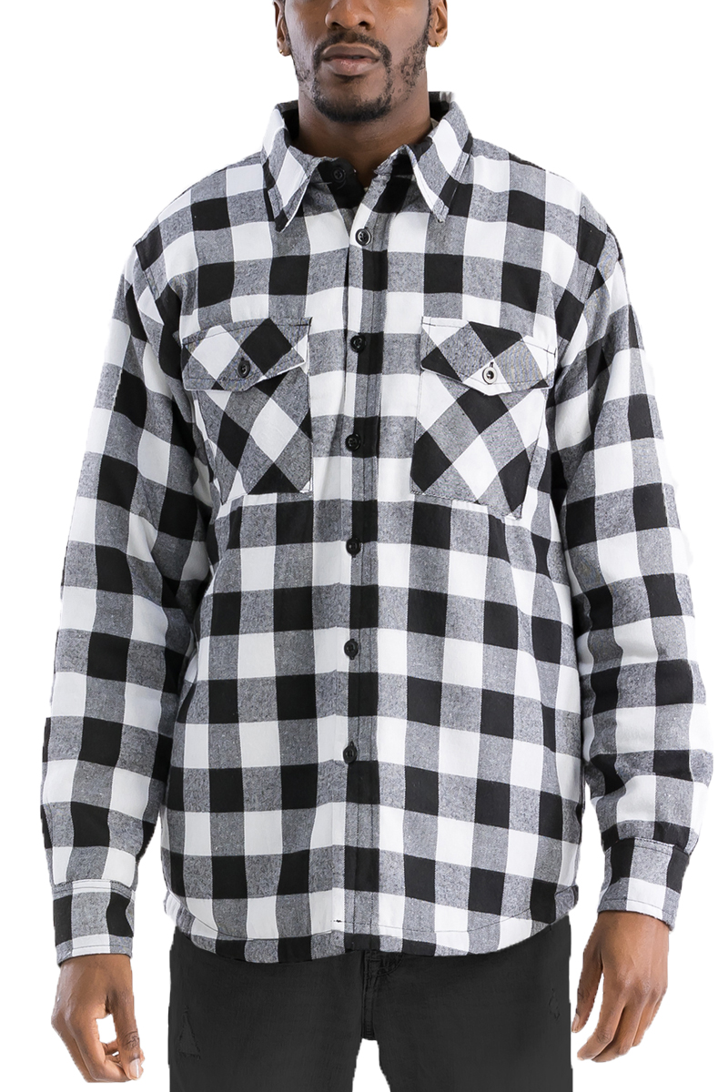 A stylish Quilted Flannel Shirt featuring a button closure, cozy quilted lining, and standard side pockets, perfect for casual wear.