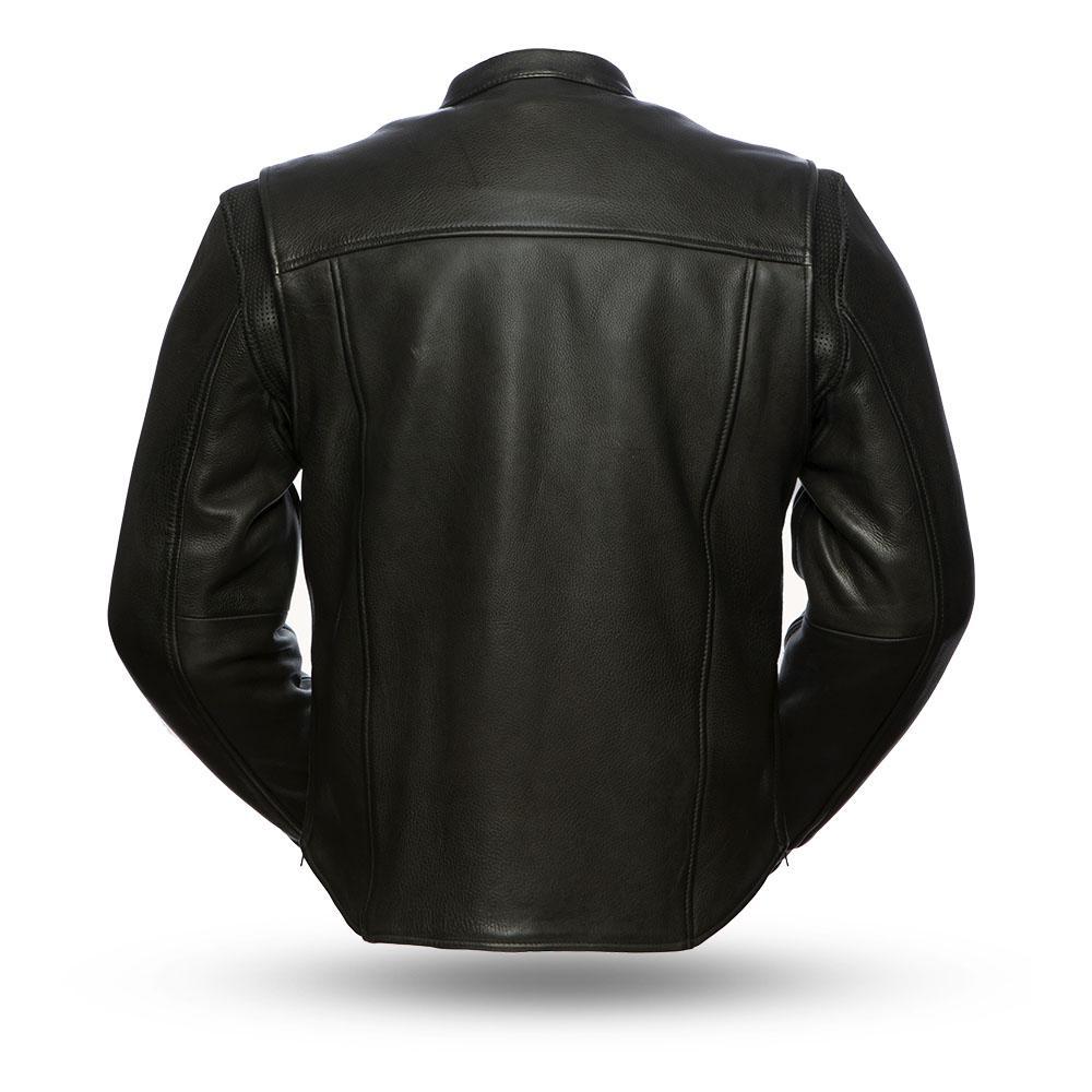 Revolt Men's Motorcycle Leather Jacket made from premium cowhide leather, featuring a stylish scooter design with multiple pockets and ventilation.