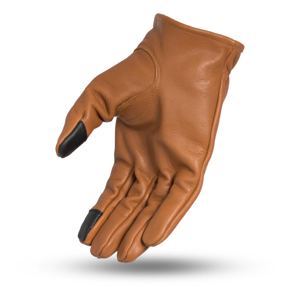 Roper Men's Motorcycle Leather Gloves showcasing classic unlined design and touch tech fingers for device use.