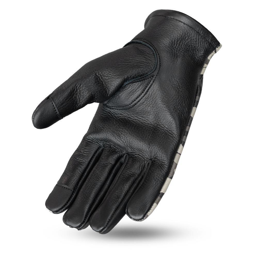 Roper Men's Motorcycle Leather Gloves showcasing classic unlined design and touch tech fingers for device use.