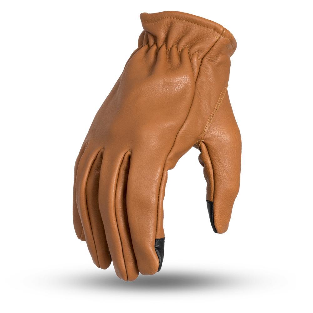 Roper Motorcycle Leather Gloves showcasing classic unlined design and touch tech fingers for device use.