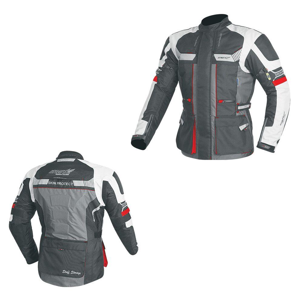 Textile Long Touring Jacket featuring waterproof fabric, reflective elements, and adjustable fit for bikers.