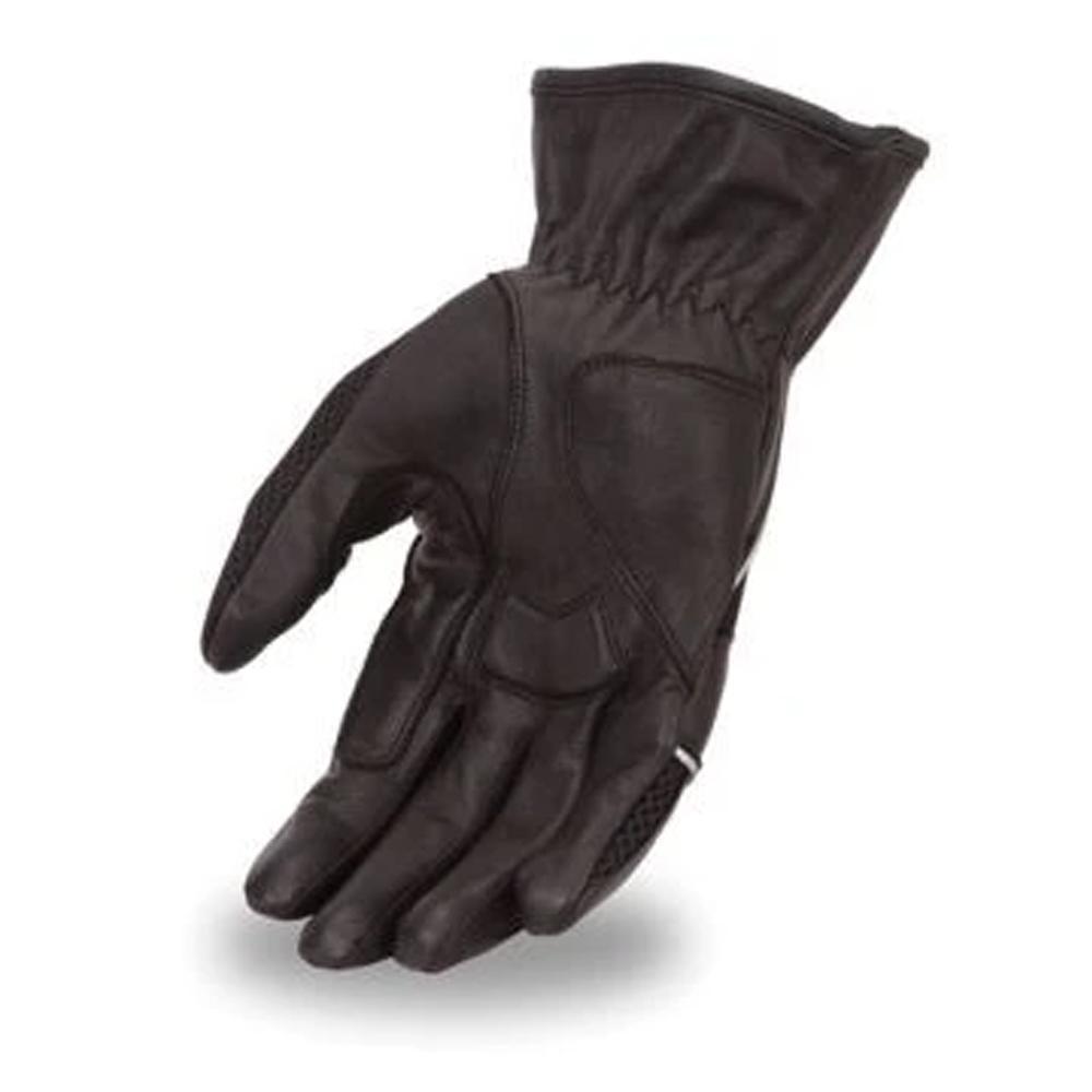 Thunder Men's Motorcycle Leather Gloves featuring leather-mesh design, reflective piping, and gel palm for enhanced grip.