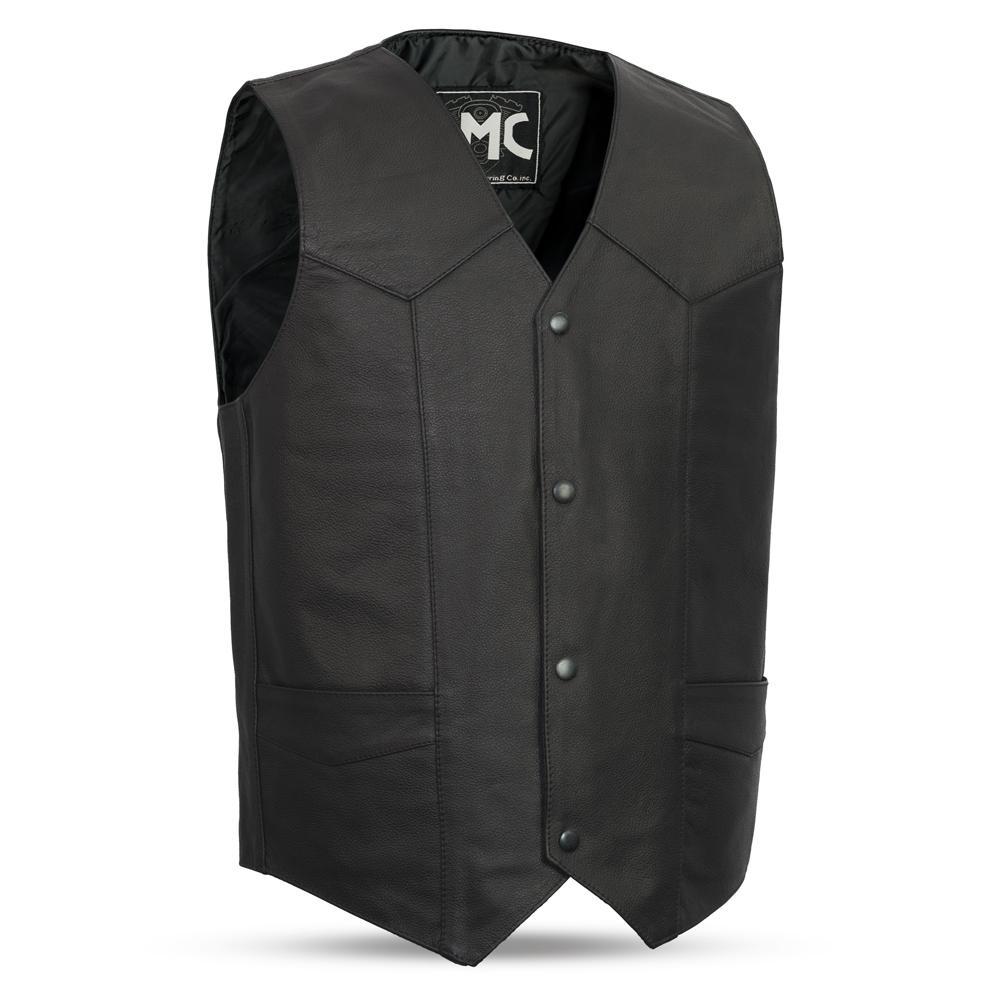 Top Shot Classic Western Vest made from durable cowhide with v-neck and multiple pockets.