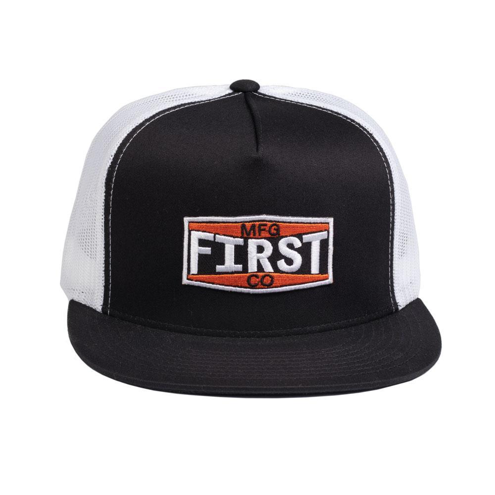 Two Tone Logo Hat featuring a black and white design with a flat brim and logo patch, perfect for casual wear.