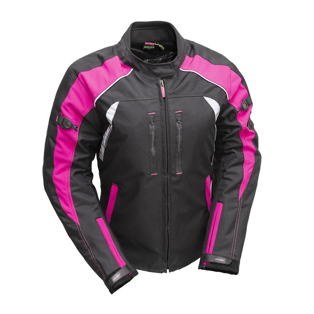 Women's Textile Jacket featuring waterproof fabric, reflective designs, and removable thermal panel for comfort and protection.