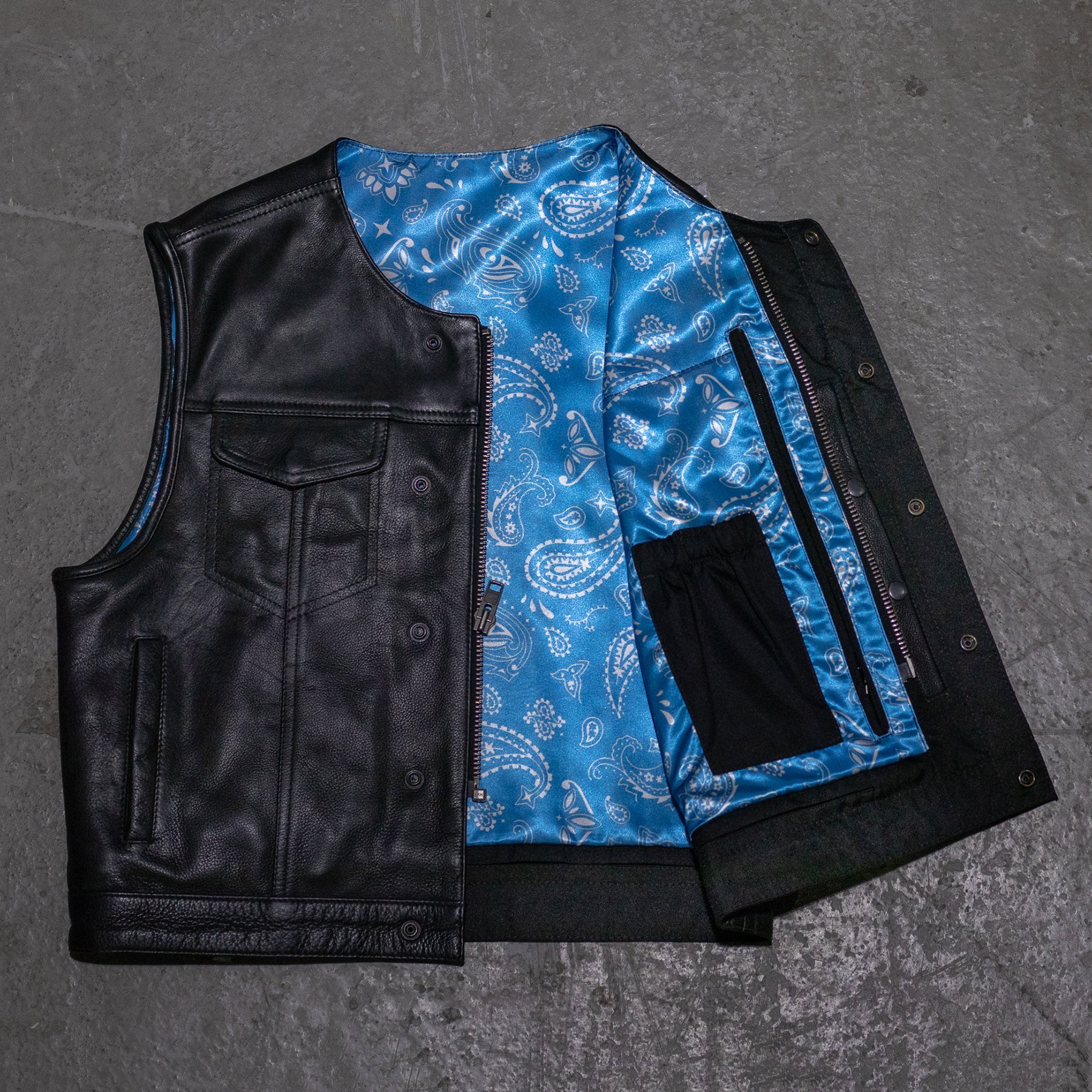 XL No Rival Blue Bandana with Black Stitch, showcasing vibrant blue fabric and contrasting black stitching.