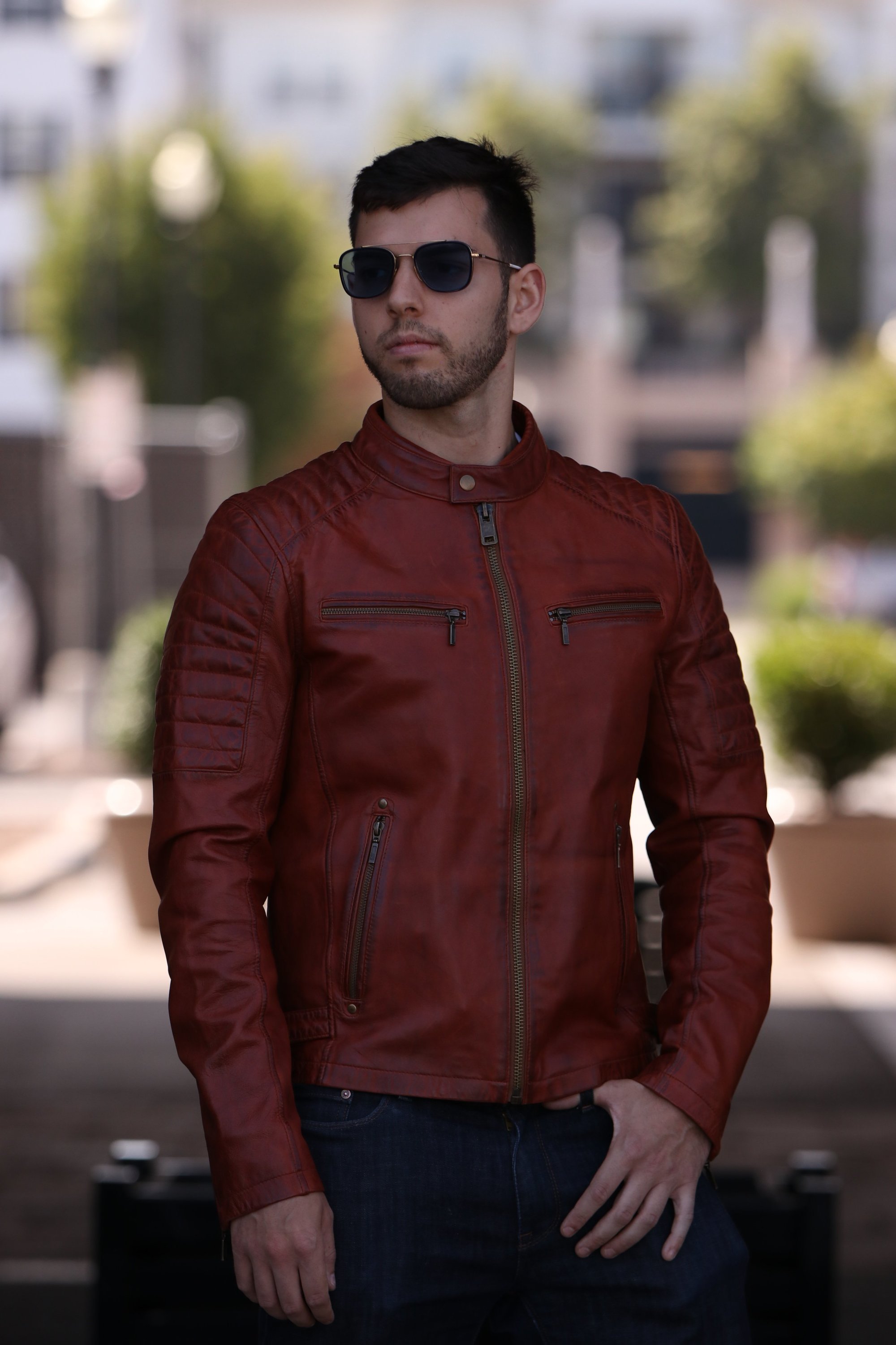 Zack Men's Leather Jacket showcasing premium leather material and stylish design.