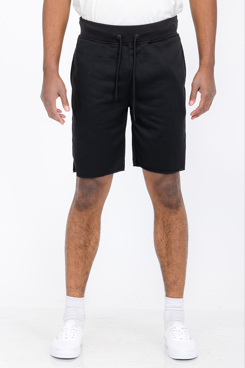 A pair of Raw Cut City Sweat Shorts in a stylish design, featuring an elastic waist with drawstring and a single back pocket.