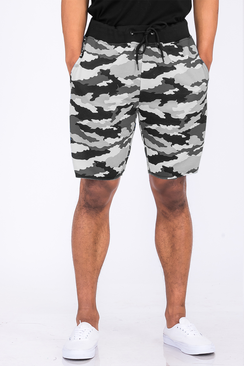 A pair of Raw Cut City Sweat Shorts featuring a raw cut design, elastic waist with drawstring, and a single back pocket, made from a cotton-polyester blend.