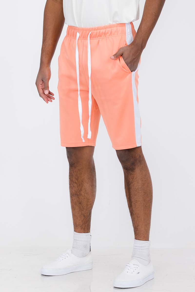 A pair of stylish Single Stripe Shorts featuring an elastic waist and drawstring, perfect for casual wear.