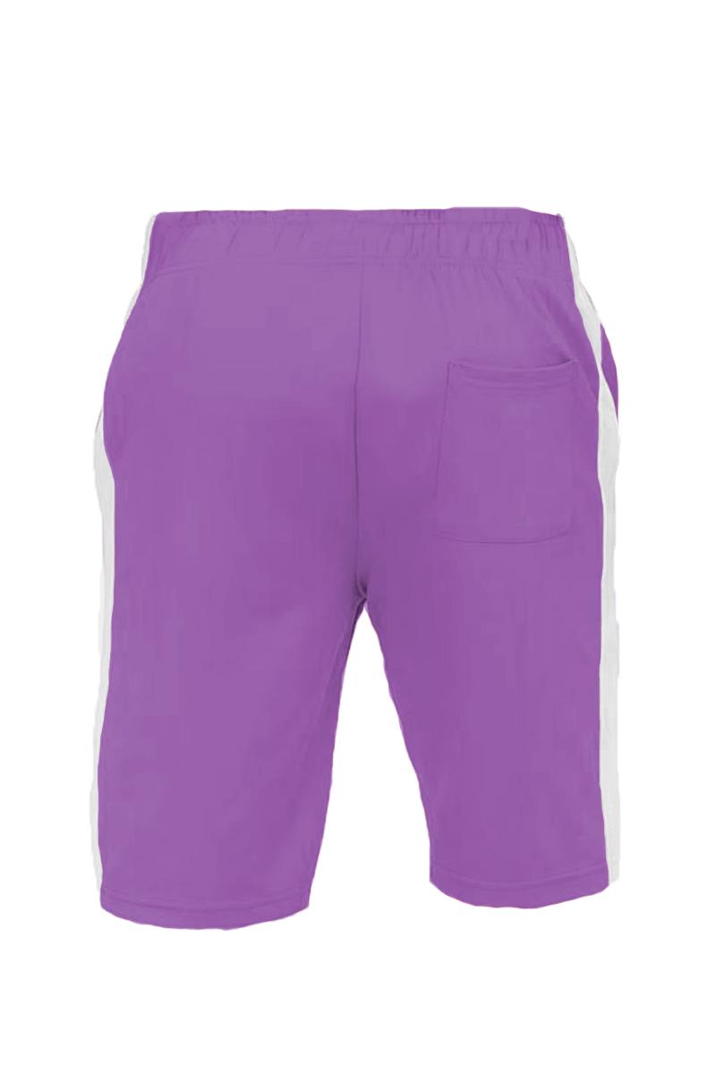 A pair of stylish single stripe shorts featuring an elastic waist and drawstring, perfect for casual wear.