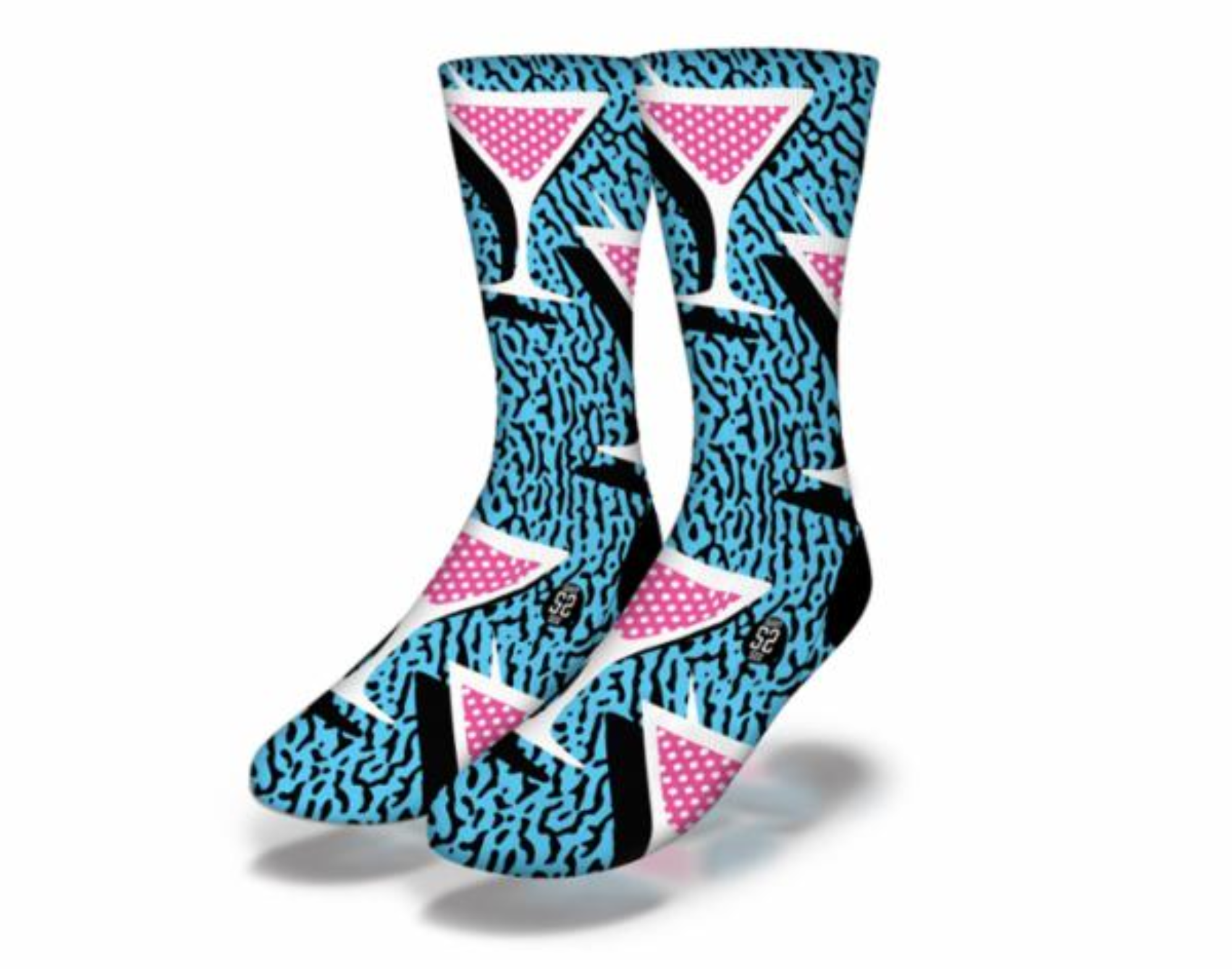 Colorful 90's Martini's Socks featuring playful martini glass designs on a vibrant background.