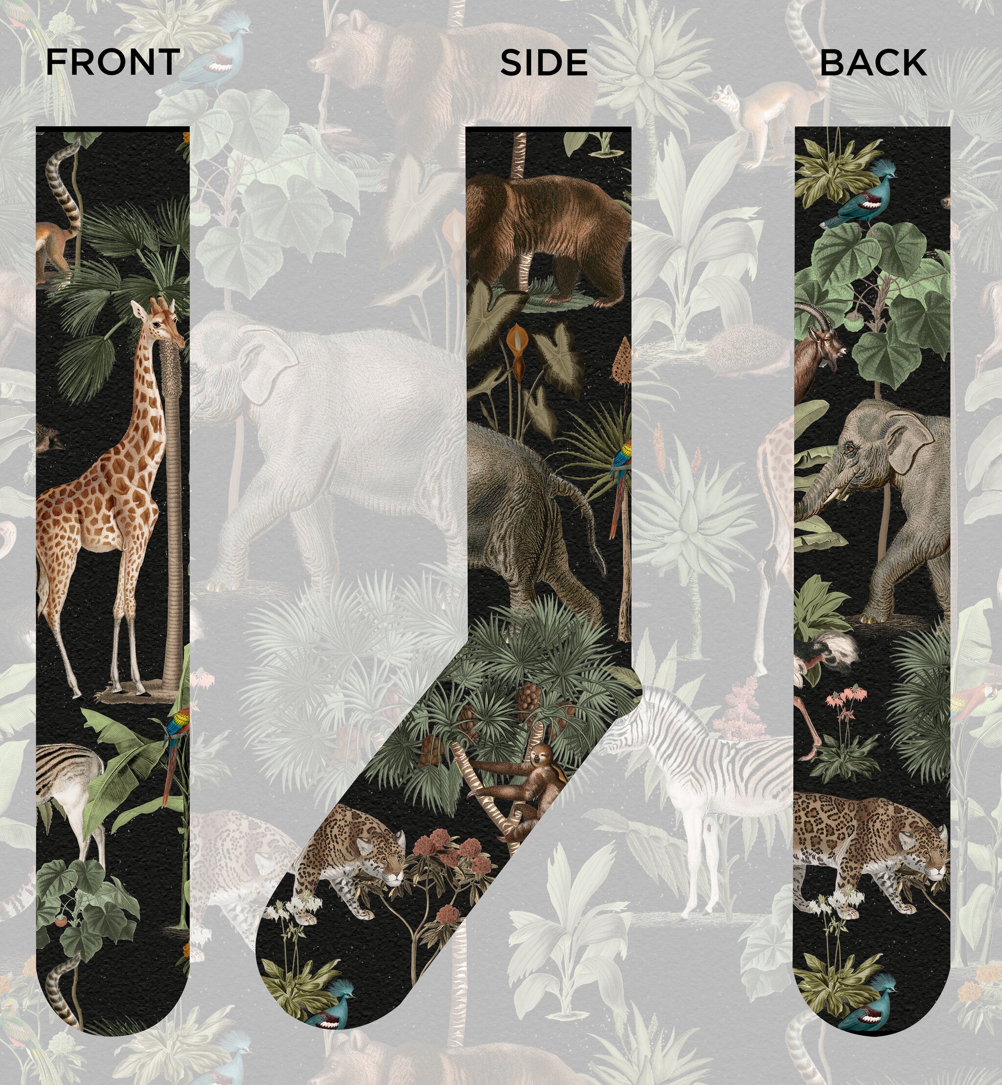 Colorful Animal Safari socks featuring various cute animal designs, perfect for pet lovers and wildlife enthusiasts.