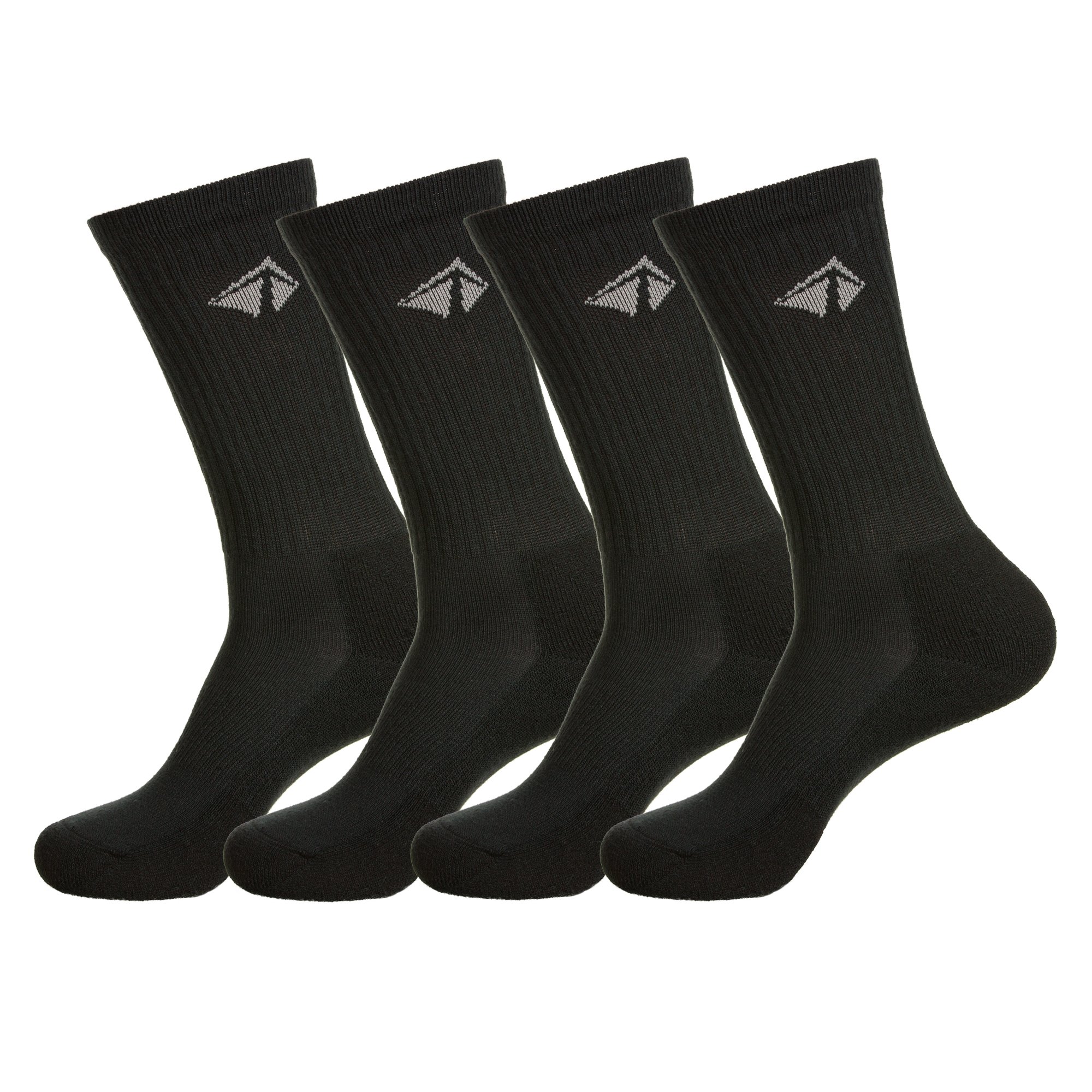 Atacama Performance Crew Socks in black with All Blacks logo, showcasing moisture-wicking and padded design.