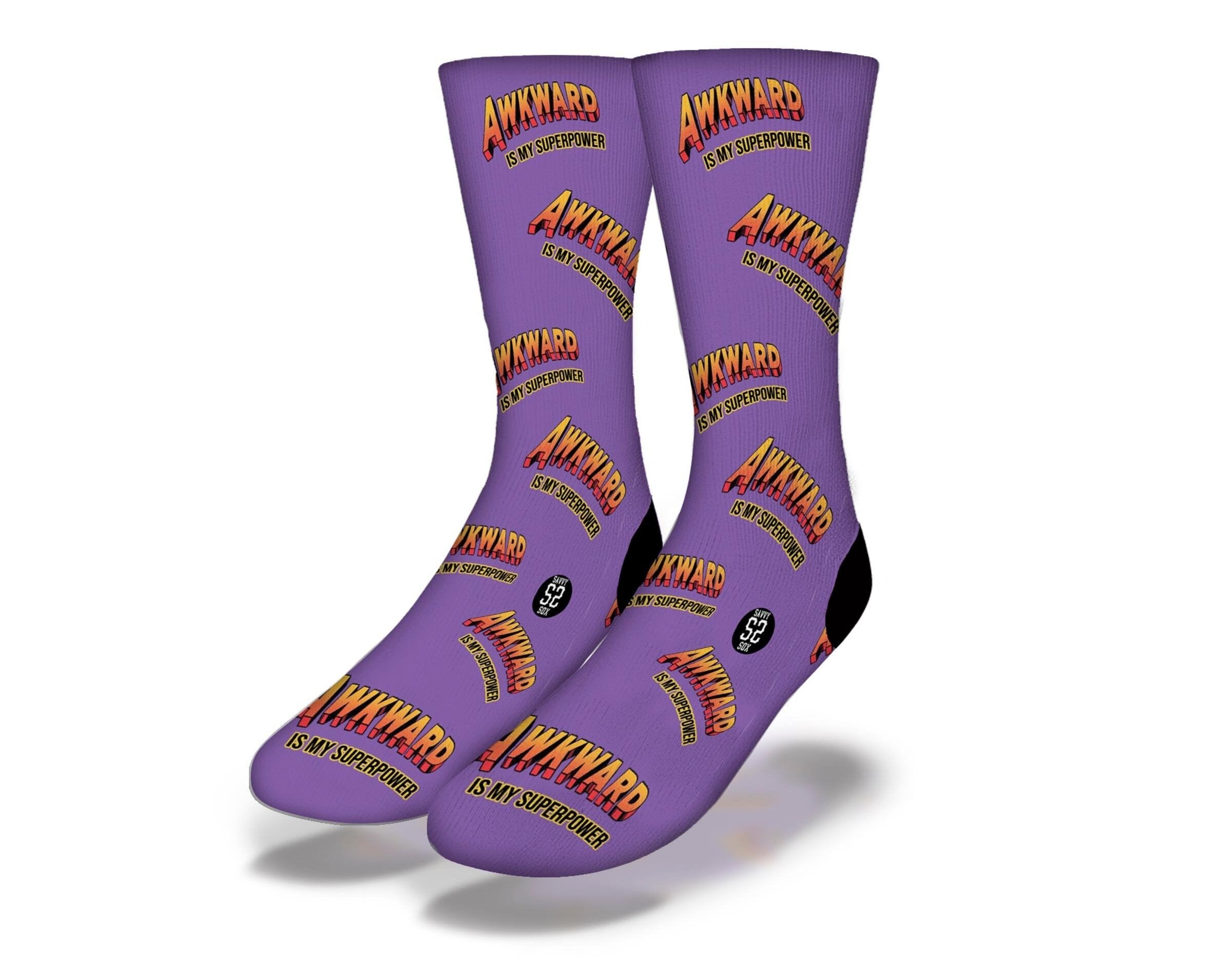 A vibrant purple item featuring the phrase 'Awkward is My Superpower', showcasing a fun and unique design.