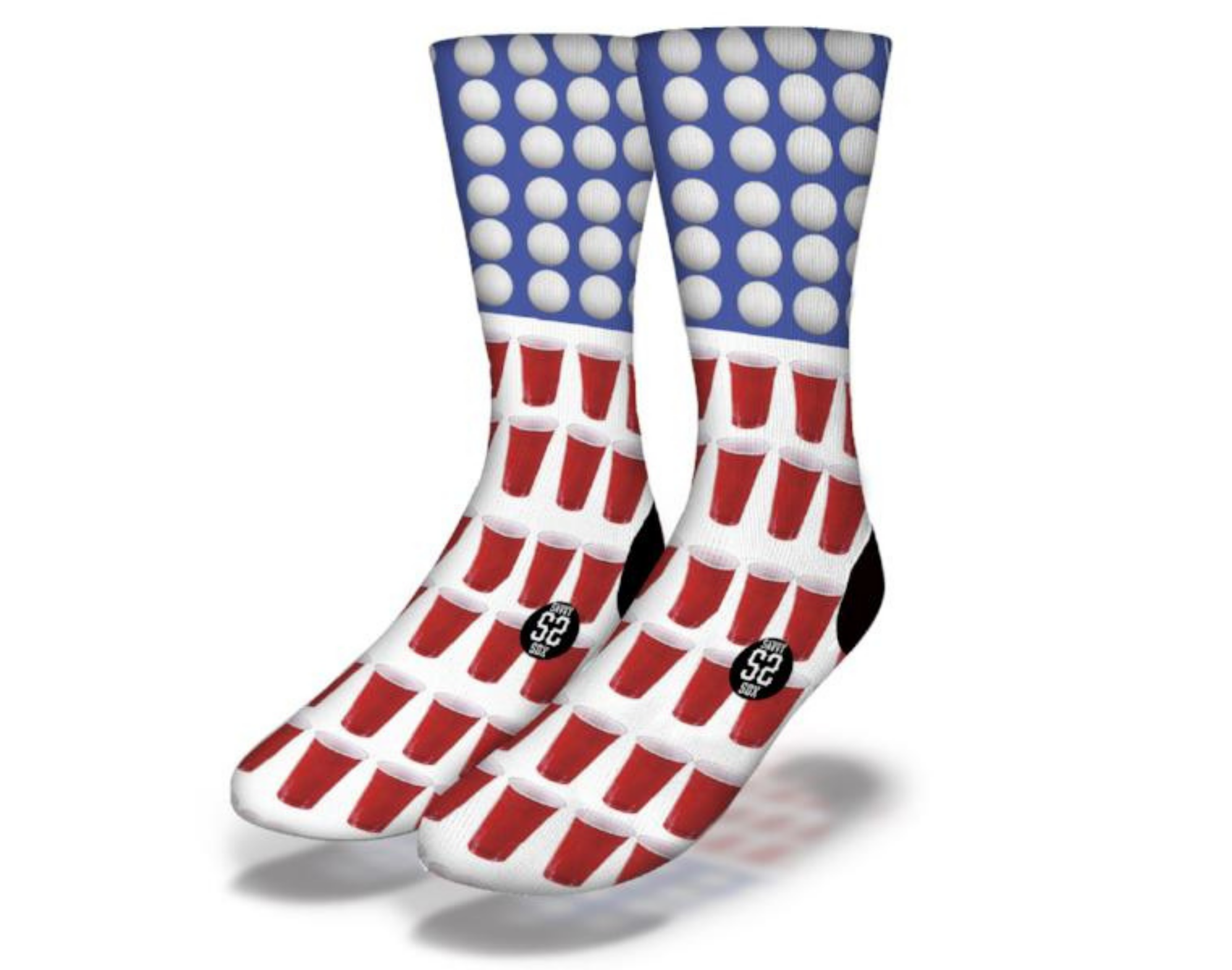 A pair of Beer Pong Champ Socks featuring vibrant colors and fun graphics, perfect for beer pong enthusiasts.