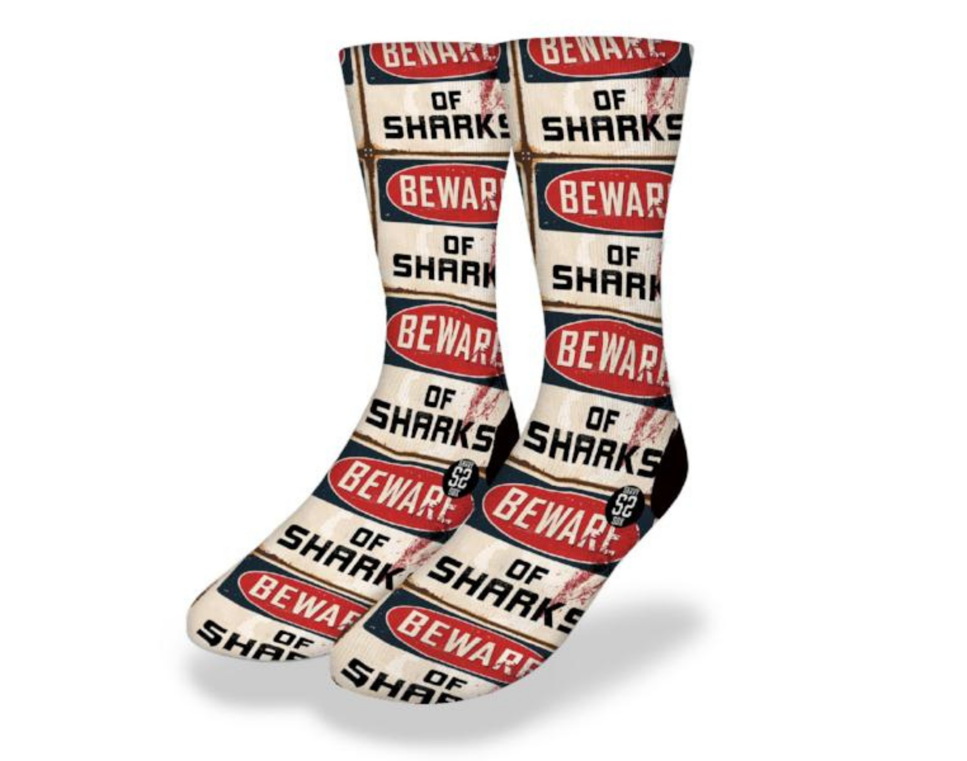 A pair of fun shark socks featuring a vibrant shark design, perfect for beach lovers and aquatic enthusiasts.