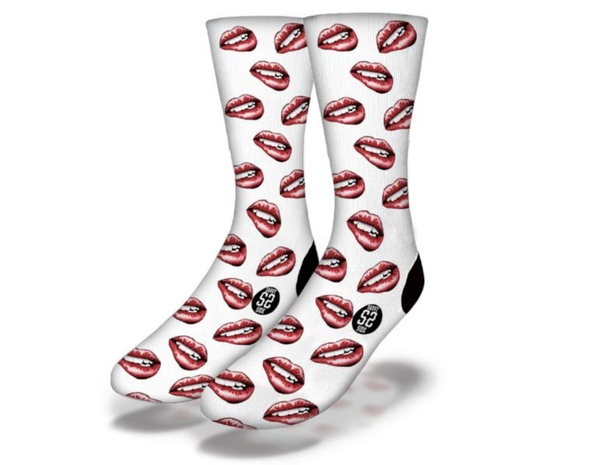 A pair of stylish Biting Lips Socks featuring a playful lip design, perfect for casual wear.