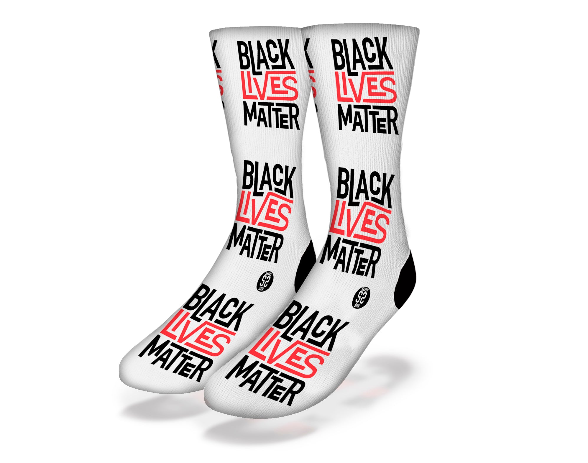 A pair of Black Lives Matter Socks featuring a bold logo design, made from high-quality materials for comfort and style.