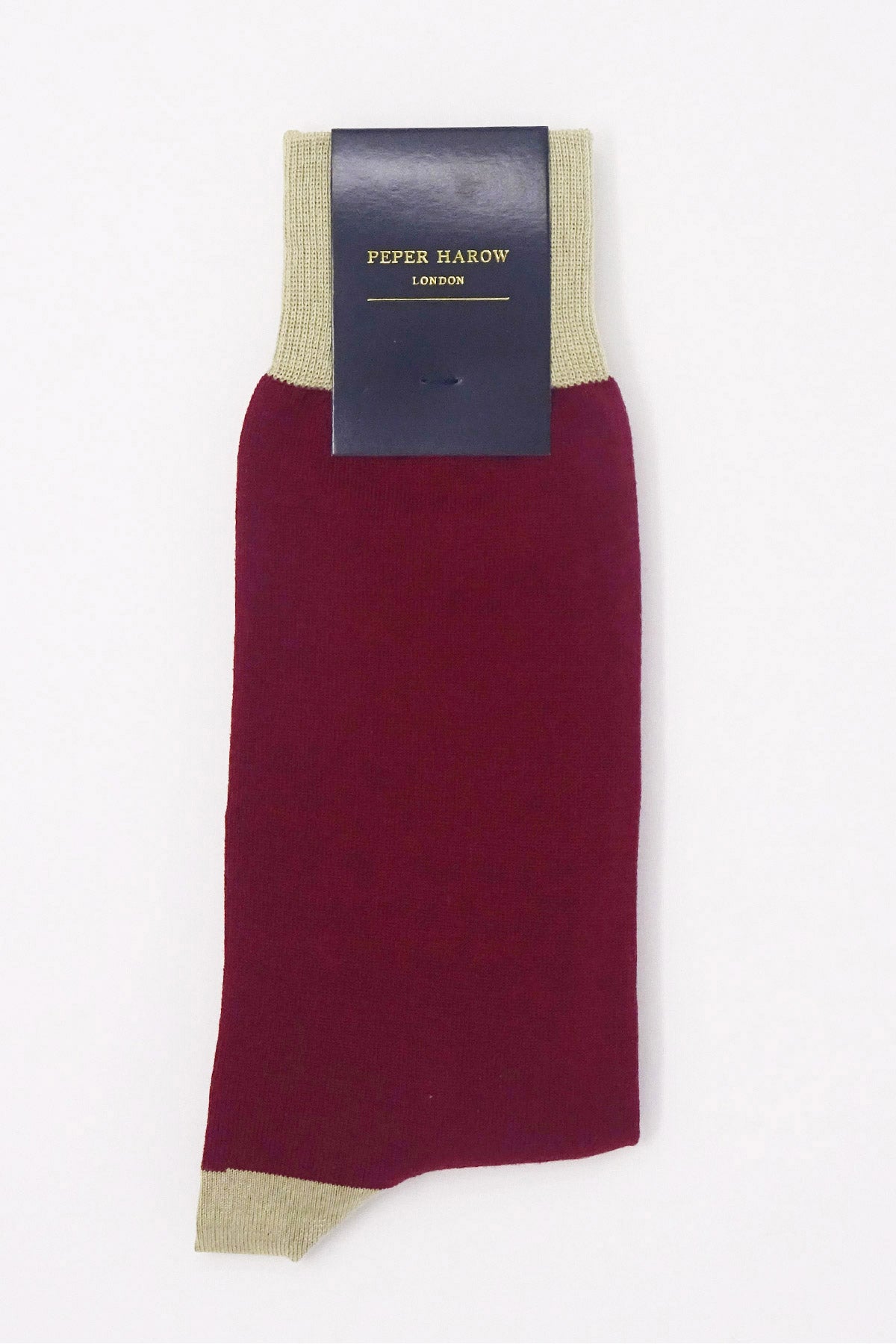 Burgundy Burgess Men's Socks made from Egyptian cotton with cream cuff and contrasting heel.