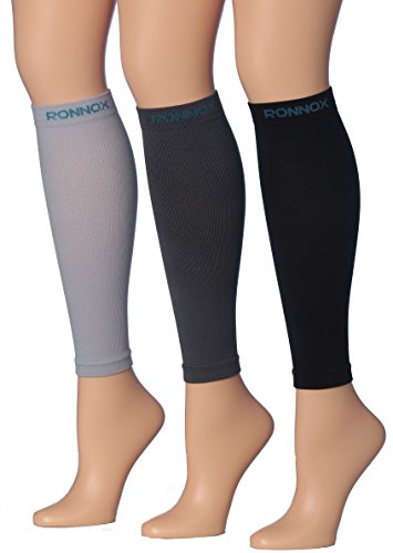 Ronnox Calf Compression Sleeves in vibrant colors, designed for athletic performance and medical support.