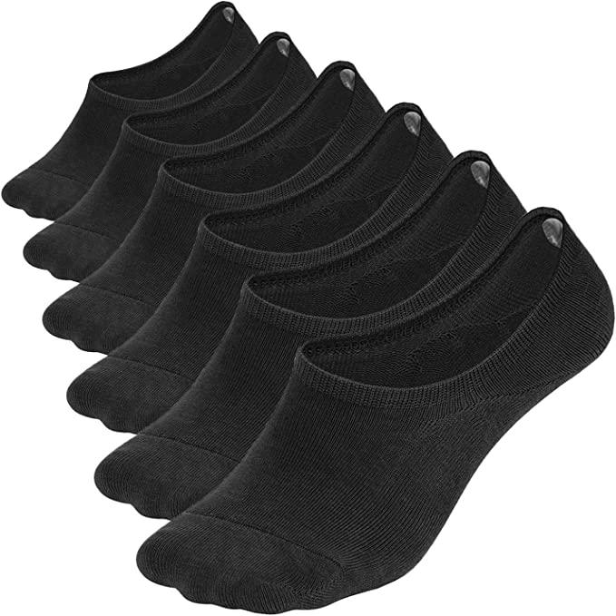 Comfort Rich Men's No Show Socks in black and white, featuring a breathable cotton blend, designed for sizes 10-13.