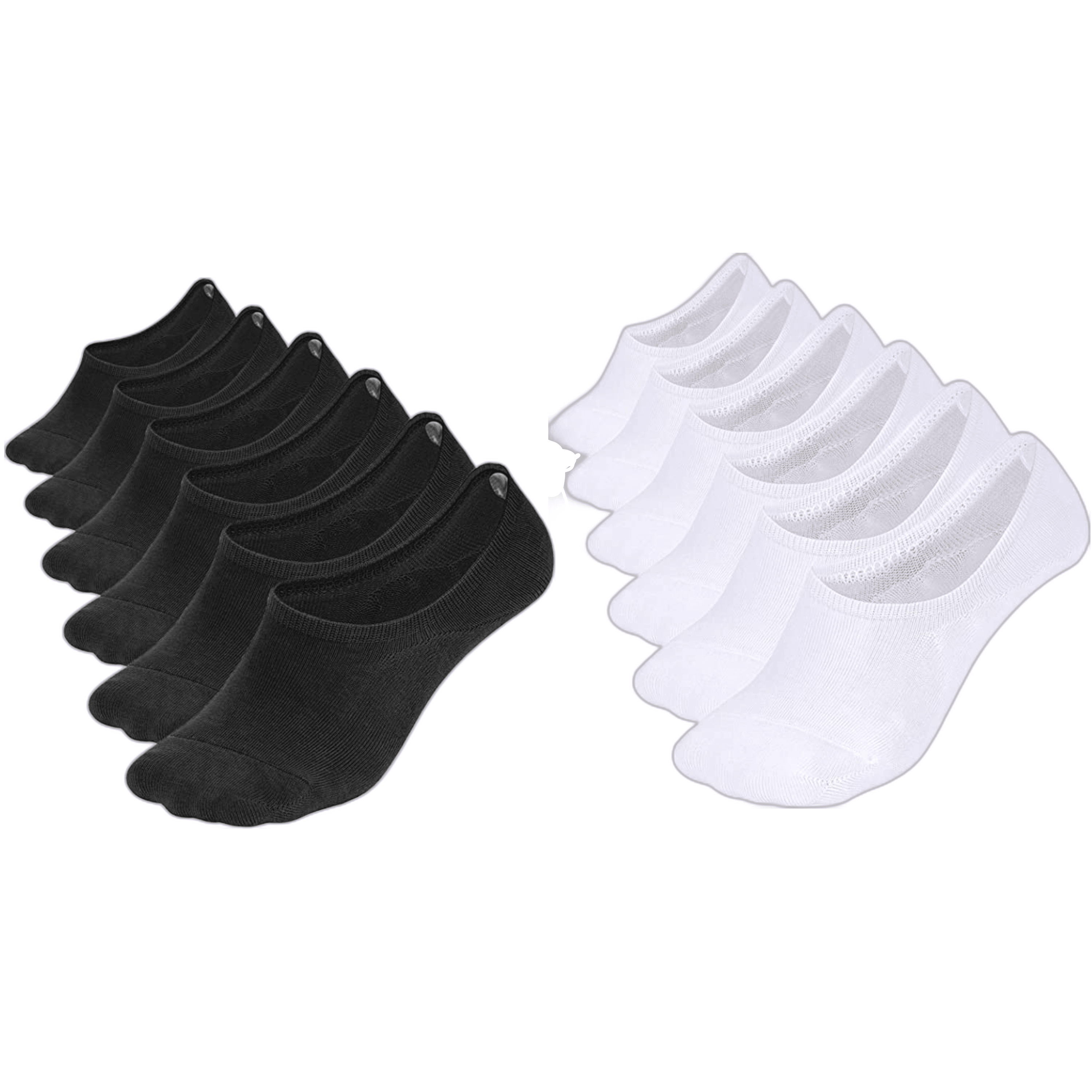 Comfort Rich Men's No Show Socks in black and white, featuring a breathable cotton blend, designed for sizes 10-13.