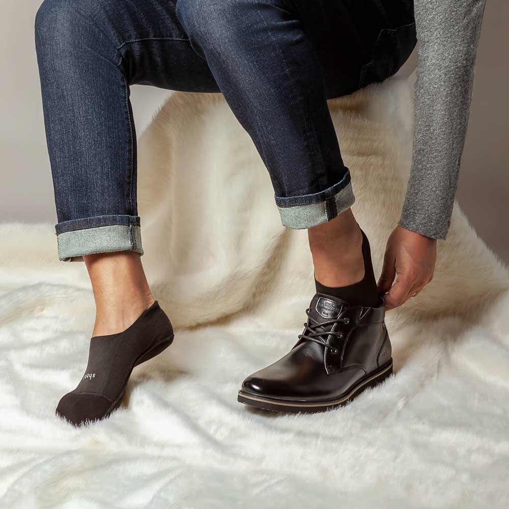 Cozy black fleece lined no show socks designed for warmth and comfort, perfect for stylish footwear.